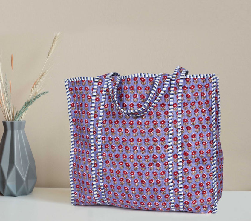 Quilted Cotton Tote Bags - Violet