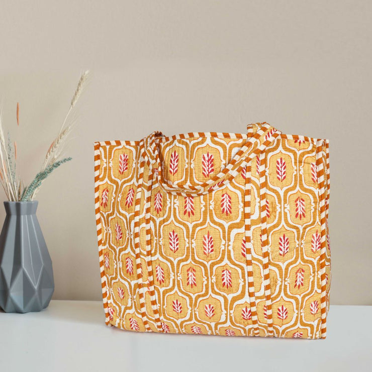 Quilted Cotton  Tote Bags - Light Yellow