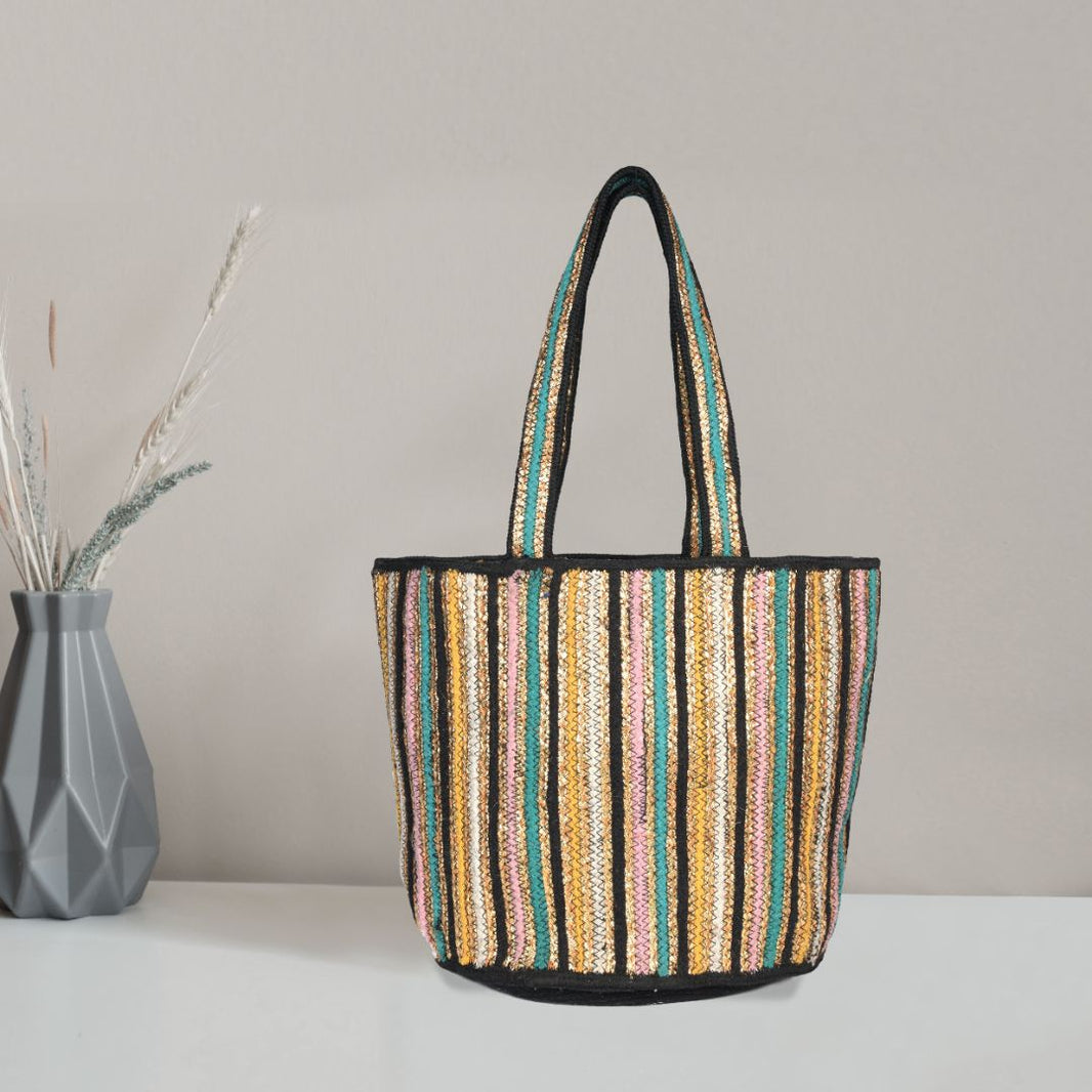 Grace Glow Jute Multicolor Tote Bag | LB-709