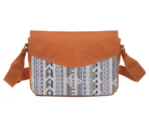 Mexico Jacquard & Leather Saddlebag Crossbody - Tan