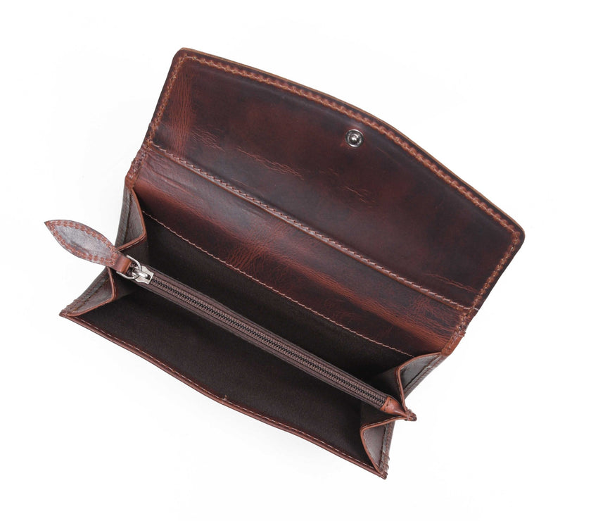 Montana Hand-Tooled Fold-Over Leather Wallet