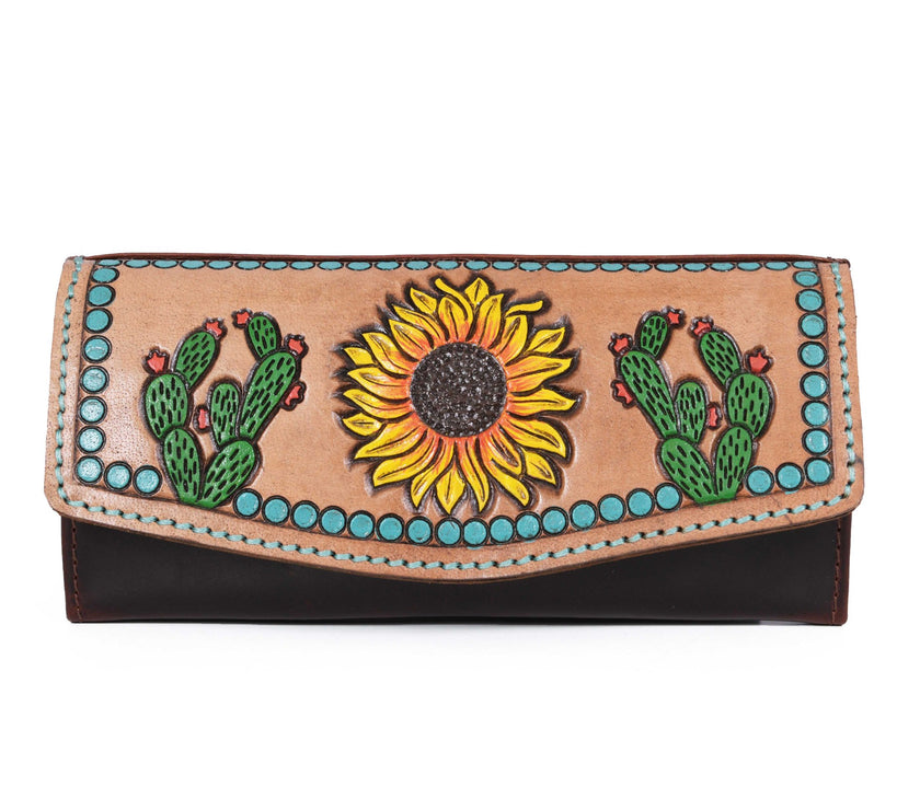 Montana Hand-Tooled Fold-Over Leather Wallet