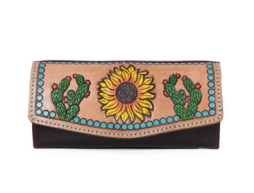 Montana Hand-Tooled Fold-Over Leather Wallet