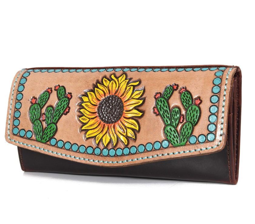 Montana Hand-Tooled Fold-Over Leather Wallet