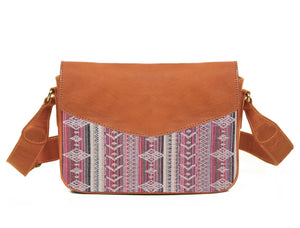 Mexico Jacquard & Leather Saddlebag Crossbody - Tan