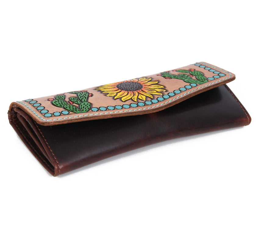 Montana Hand-Tooled Fold-Over Leather Wallet