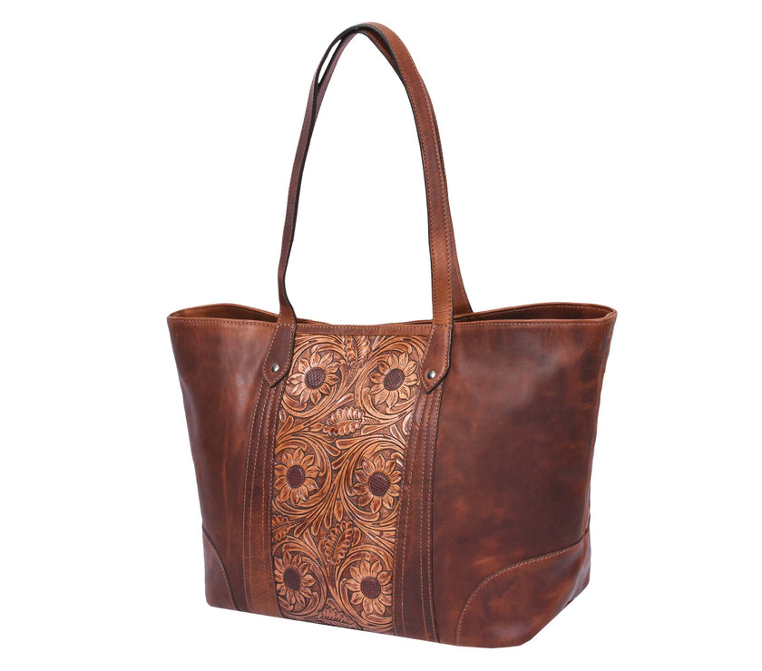 Iowa Hand-Tooled Leather Handbag