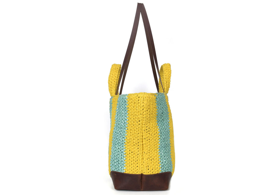 Lyra Raffia  Large Tote Bag Double Color Bag