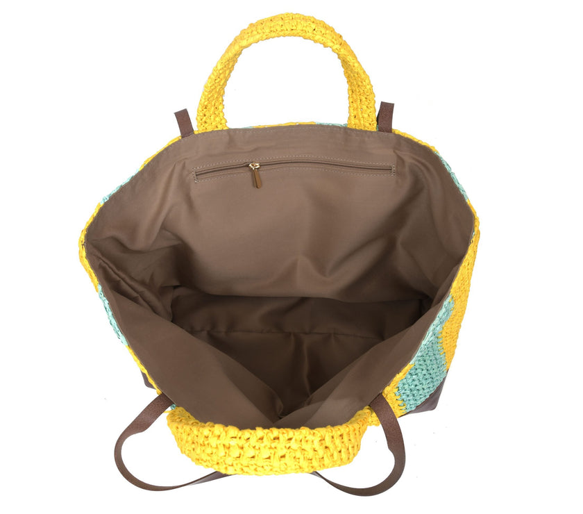 Lyra Raffia  Large Tote Bag Double Color Bag