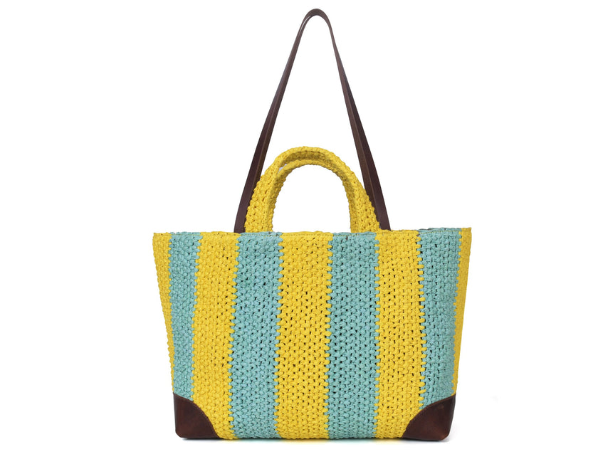 Lyra Raffia  Large Tote Bag Double Color Bag