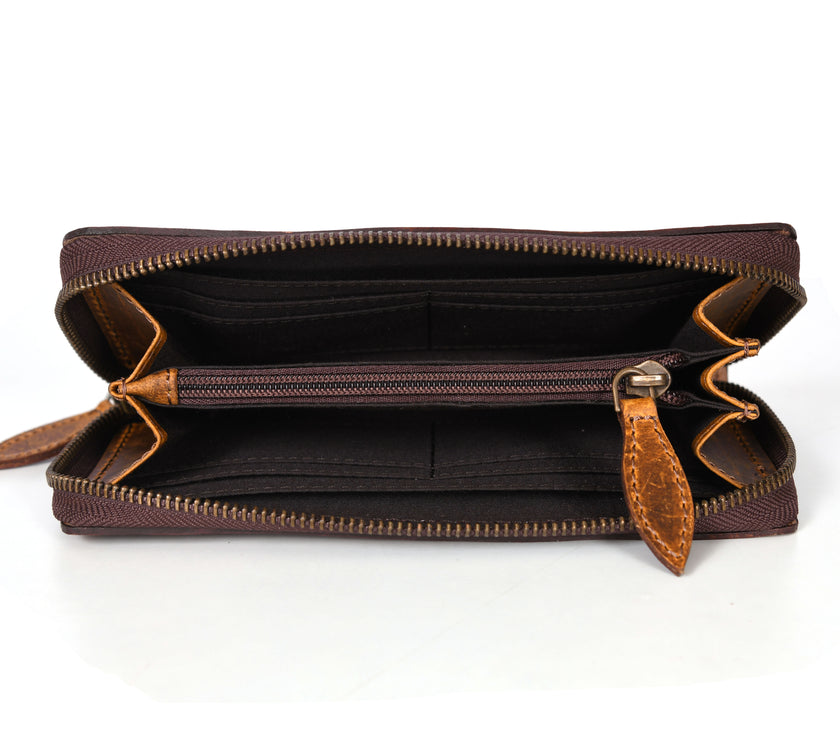 Kansas Hand-Tooled Zipper Wallet