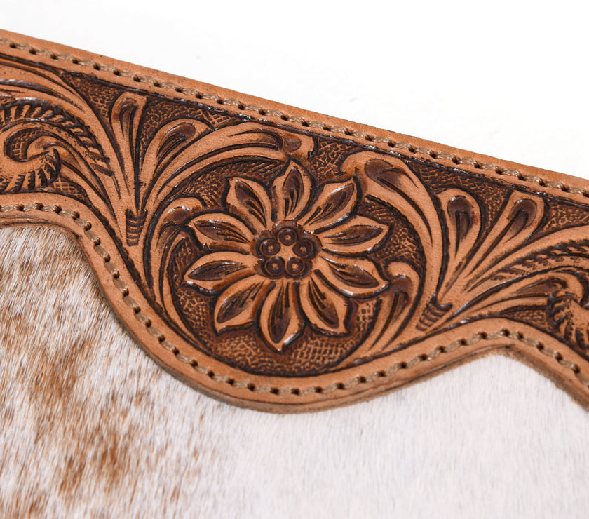 Tooled Hide & Leather Wallet