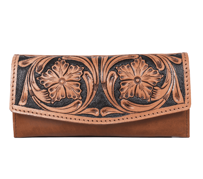 Montana Hand-Tooled Fold-Over Leather Wallet