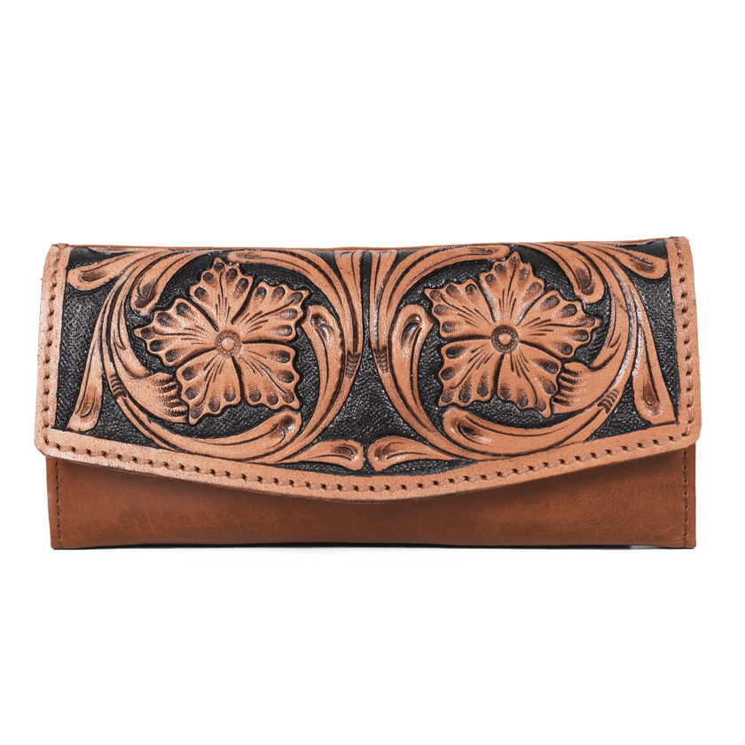 Montana Hand-Tooled Fold-Over Leather Wallet