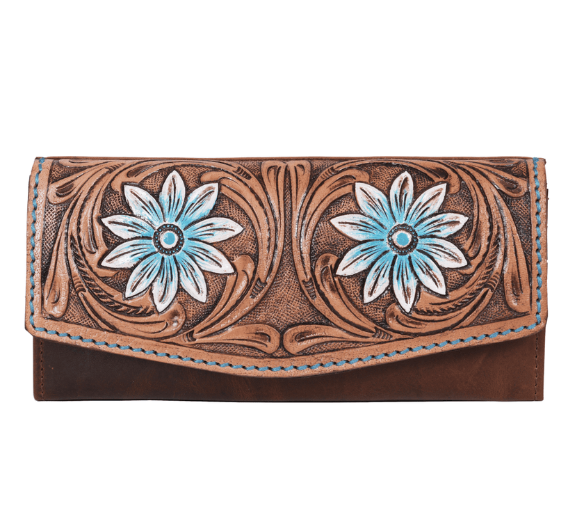 Montana Hand-Tooled Fold-Over Leather Wallet