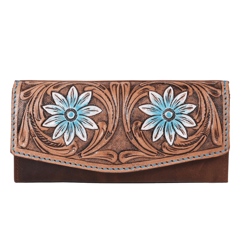 Montana Hand-Tooled Fold-Over Leather Wallet