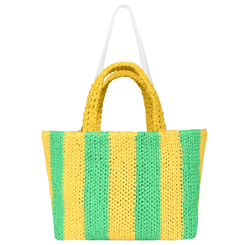 Lyra Raffia  Large Tote Bag Double Color Bag