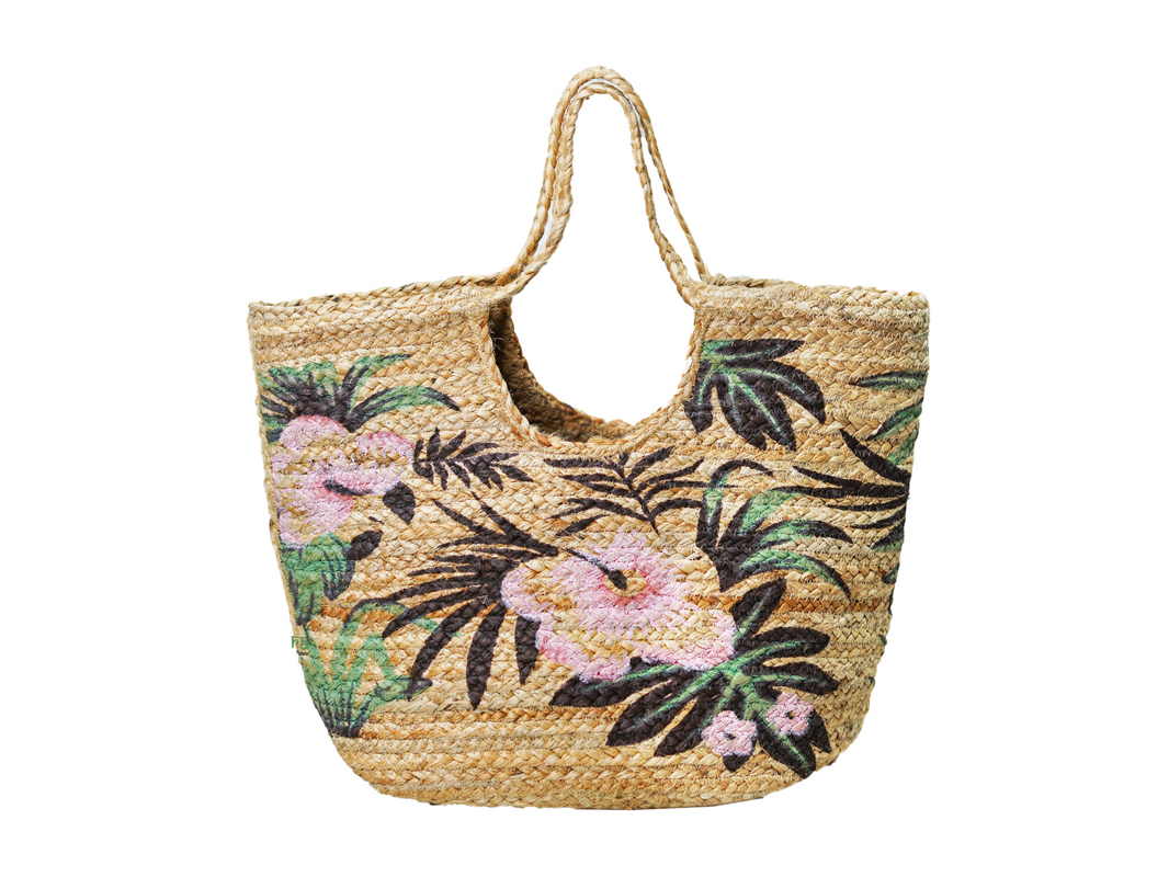 Floral Jute Style Tote Bags