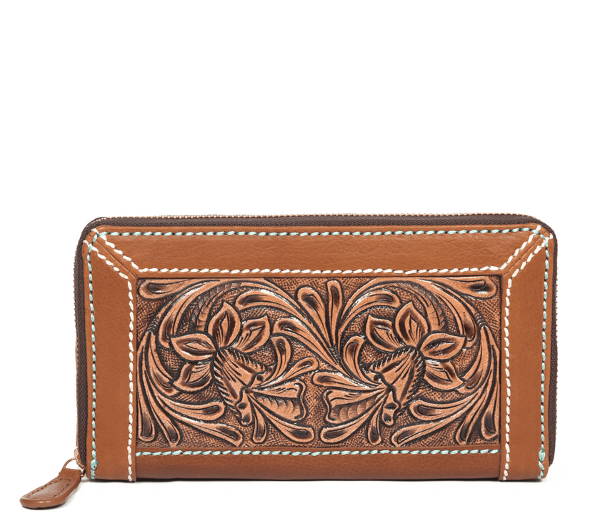 New Jersey Hand-Tooled Zipper Wallet | ( LC-168 )