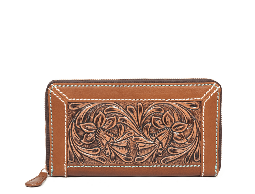 New Jersey Hand-Tooled Zipper Wallet | ( LC-168 )