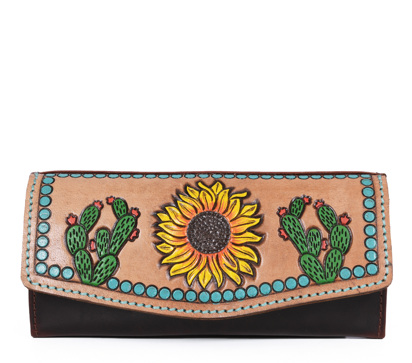 Montana Hand-Tooled Fold-Over Leather Wallet