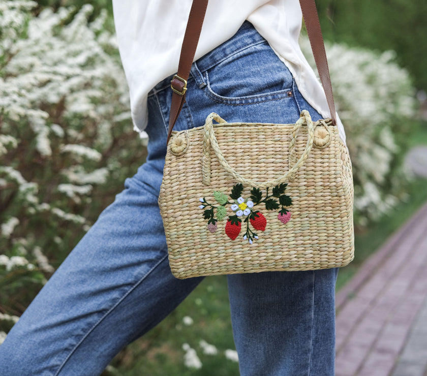 Nature Nest Shopper Handwoven Embroidered Handbag