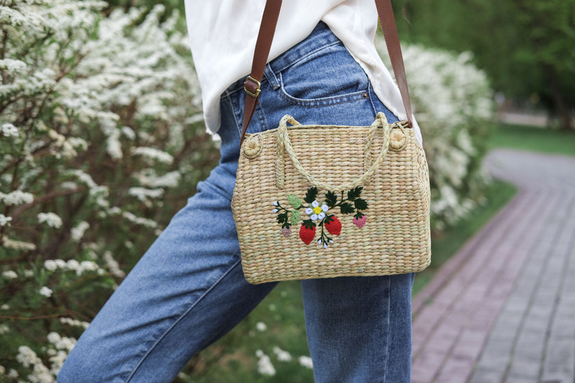 Nature Nest Shopper Handwoven Embroidered Handbag