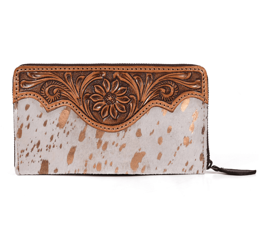 Tooled Hide & Leather Wallet