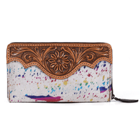 Tooled Hide & Leather Wallet