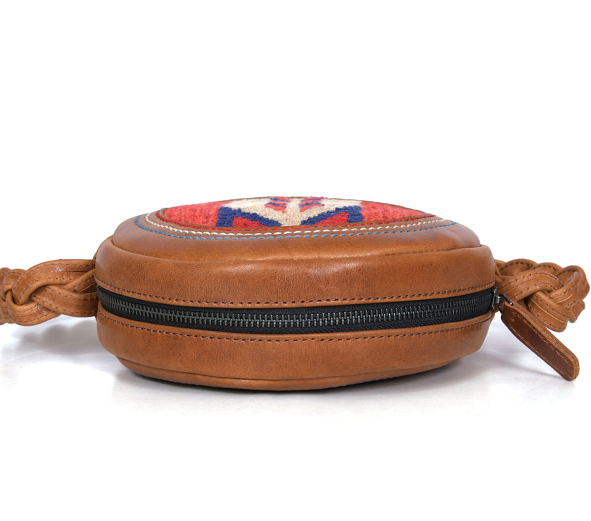 Denver Kilim Leather Round Crossbody Bag