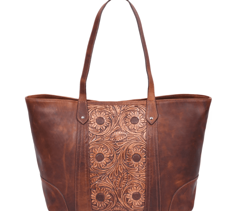 Iowa Hand-Tooled Leather Handbag