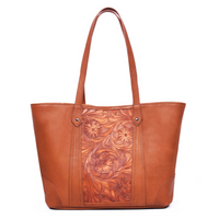 Iowa Hand-Tooled Leather Handbag