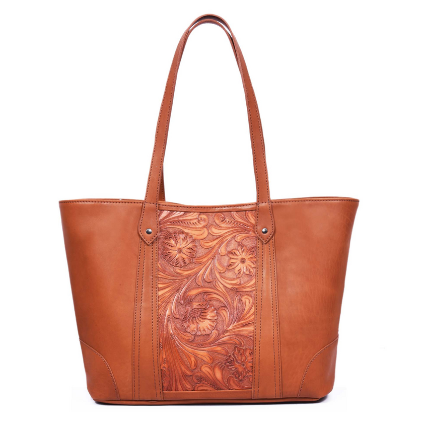 Iowa Hand-Tooled Leather Handbag